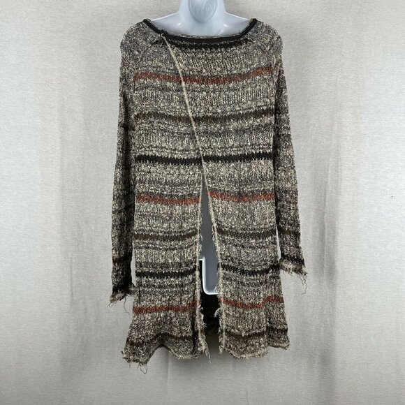 Free People Split Back Striped Tunic Frayed top - Picture 7 of 9